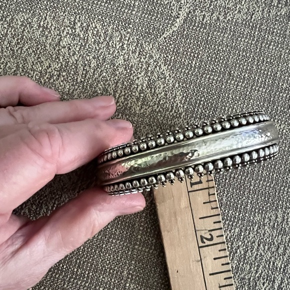 Brighton Silver hammered with beading bangle bracelet - Picture 7 of 7